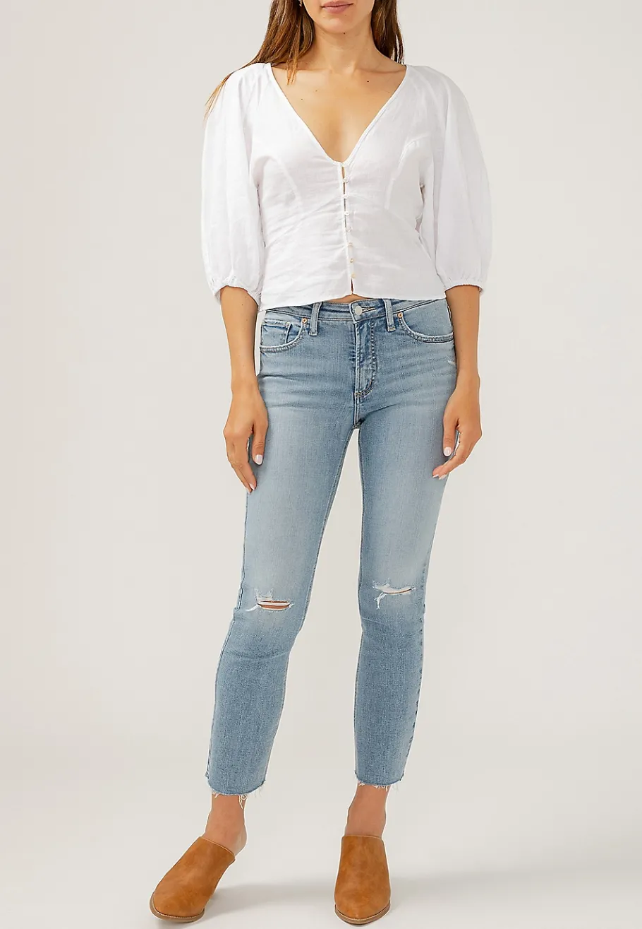Maurices Straight Jeans|Ankle Jeans-Silver Jeans Co.®Most Wanted Mid Rise Raw Hem Ankle Straight Jean