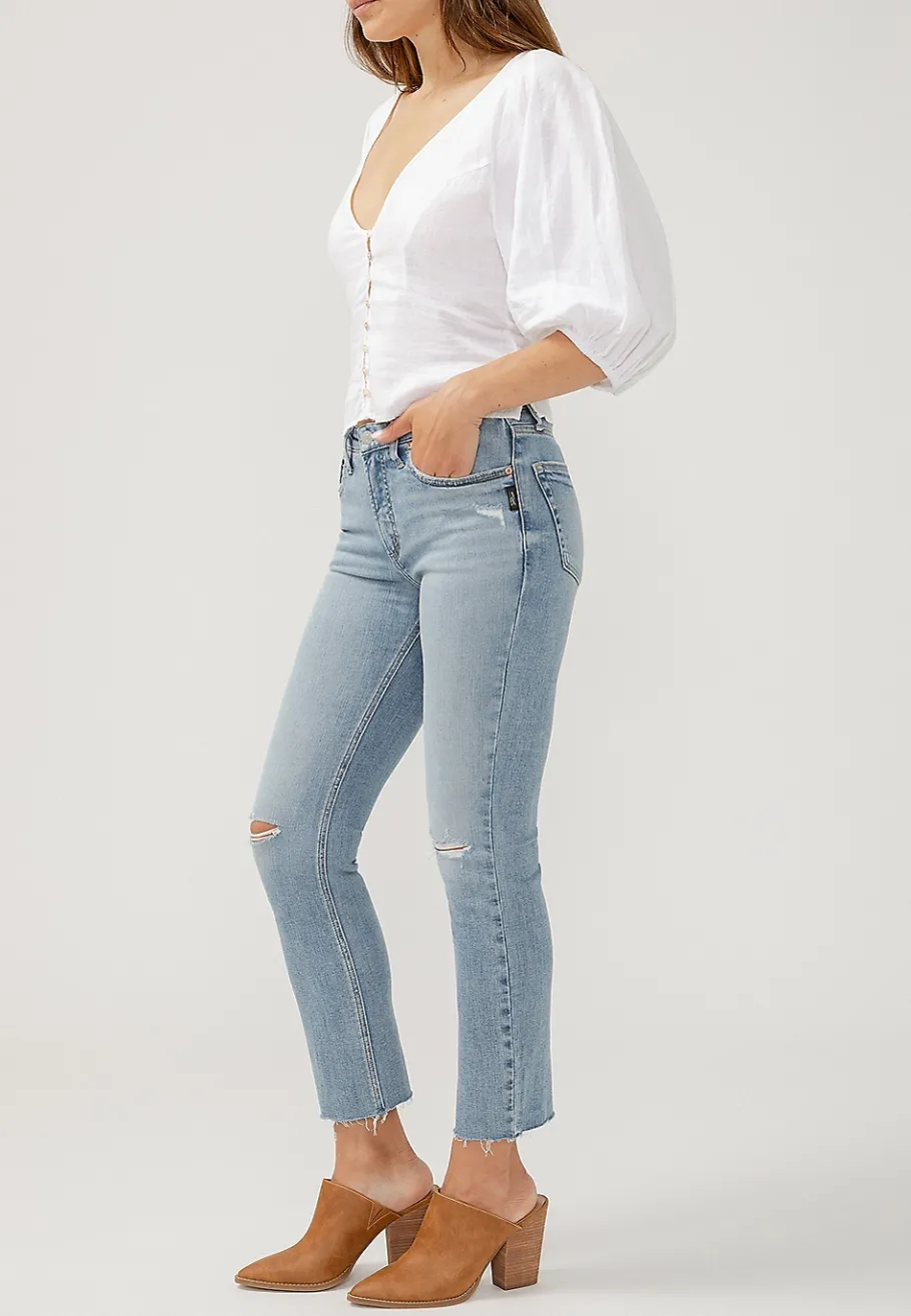Maurices Straight Jeans|Ankle Jeans-Silver Jeans Co.®Most Wanted Mid Rise Raw Hem Ankle Straight Jean