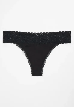 Maurices Panties|Panties-Simply Comfy Wide Lace Trim Cotton Thong Panty