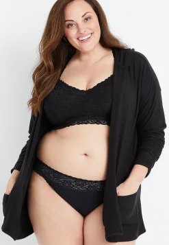 Maurices Panties|Panties-Simply Comfy Wide Lace Trim Cotton Thong Panty