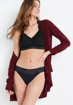 Maurices Panties|Panties-Simply Comfy Wide Lace Trim Cotton Thong Panty