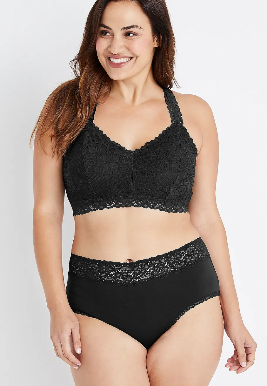 Maurices Panties|Panties-Simply Comfy Wide Lace Trim Cotton Hipster Panty