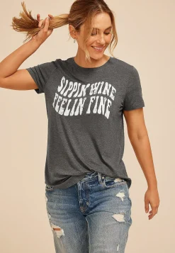 Maurices Tees|Graphics-Sippin Wine Feelin Fine Classic Fit Graphic Tee