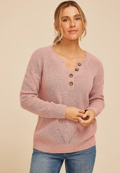 Maurices Sweaters Cardigans & Kimonos-Slouchy Henley Sweater
