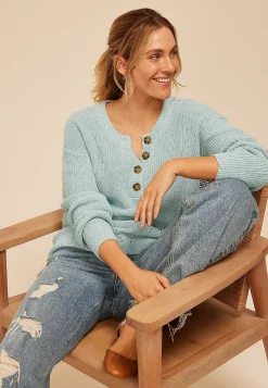 Maurices Sweaters Cardigans & Kimonos-Slouchy Henley Sweater