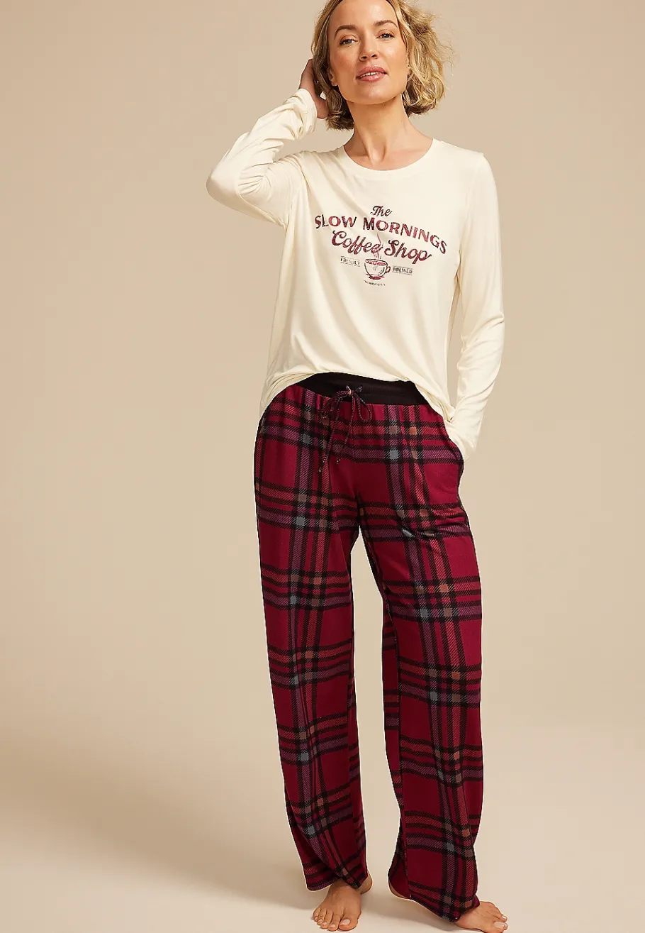 Maurices Pajamas|Pajamas-Slow Mornings Coffee Graphic Tee And Wide Leg Pajama Set