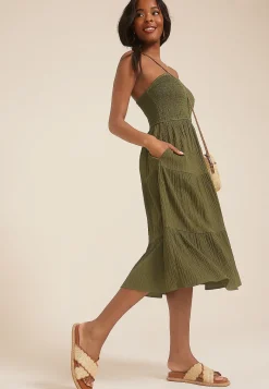 Maurices Casual Dresses-Smocked Tube Midi Dress