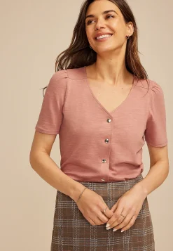 Maurices Tees|Shirts & Blouses-Snap Front Short Sleeve Top
