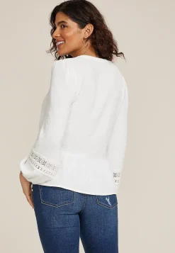 Maurices Shirts & Blouses-Crochet Trim Tie Front Peplum Top