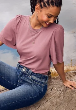 Maurices Tees-Solid Flutter Sleeve Tee