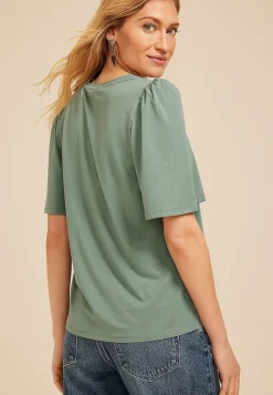 Maurices Tees-Solid Flutter Sleeve Tee
