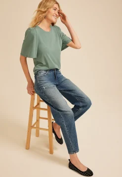 Maurices Tees-Solid Flutter Sleeve Tee