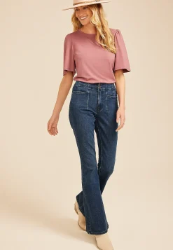 Maurices Tees-Solid Flutter Sleeve Tee
