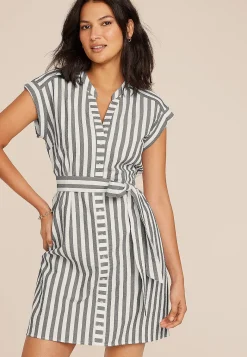 Maurices Work Dresses-Striped Dolman Short Sleeve Shirt Dress