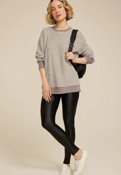 Maurices Sweatshirts-Striped Waffle Crew Neck Tunic Sweatshirt