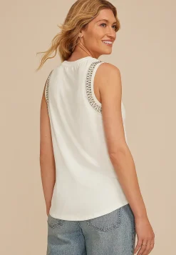 Maurices Tanks & Camis-Studded Embellished Shoulder Tank Top