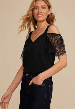Maurices Shirts & Blouses-Studio Y Cold Shoulder Lace Sleeve Top