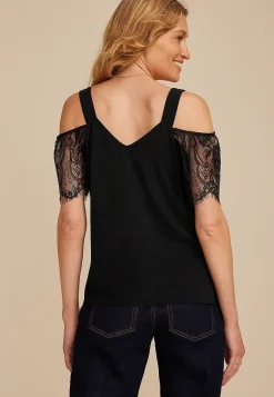 Maurices Shirts & Blouses-Studio Y Cold Shoulder Lace Sleeve Top