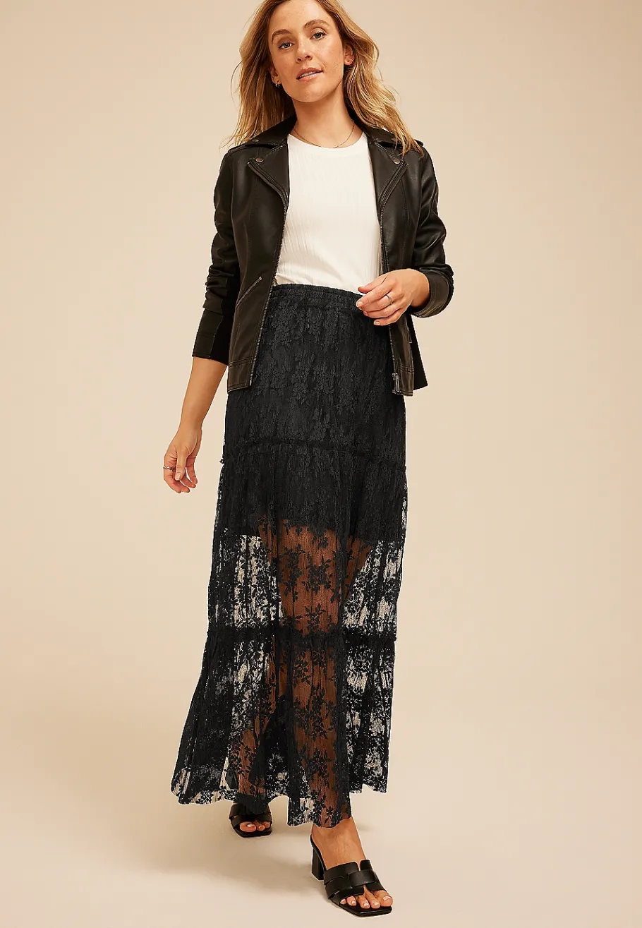 Maurices Skirts-Studio Y Floral Lace Maxi Skirt