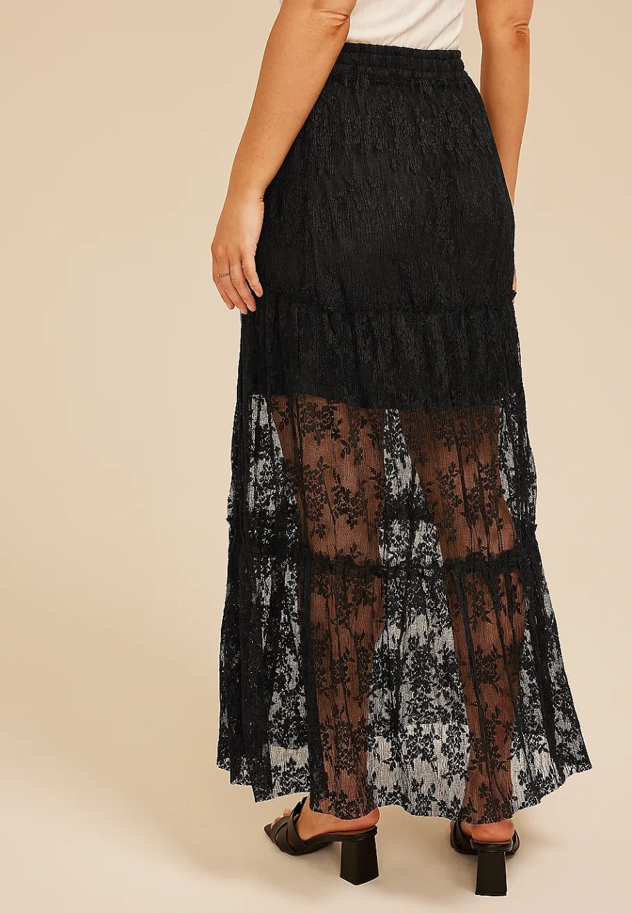 Maurices Skirts-Studio Y Floral Lace Maxi Skirt