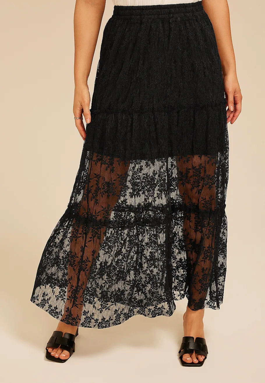 Maurices Skirts-Studio Y Floral Lace Maxi Skirt