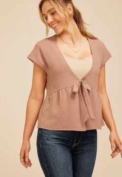 Maurices Sweaters Cardigans & Kimonos-Studio Y Front Tie Peplum Cardigan