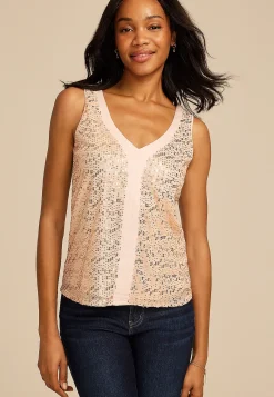 Maurices Tanks & Camis-Studio Y Sequin V Neck Tank Top