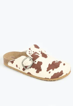 Maurices Shoes|Flats-SuperCush Chloe Cowprint Closed Toe Footbed Clog