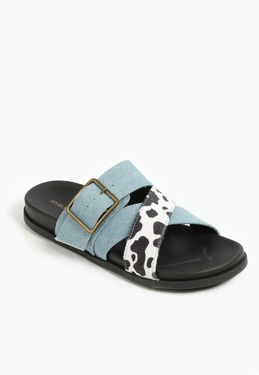 Maurices Shoes|Sandals-SuperCush Emilia Denim Cowprint Footbed Sandal