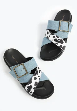 Maurices Shoes|Sandals-SuperCush Emilia Denim Cowprint Footbed Sandal