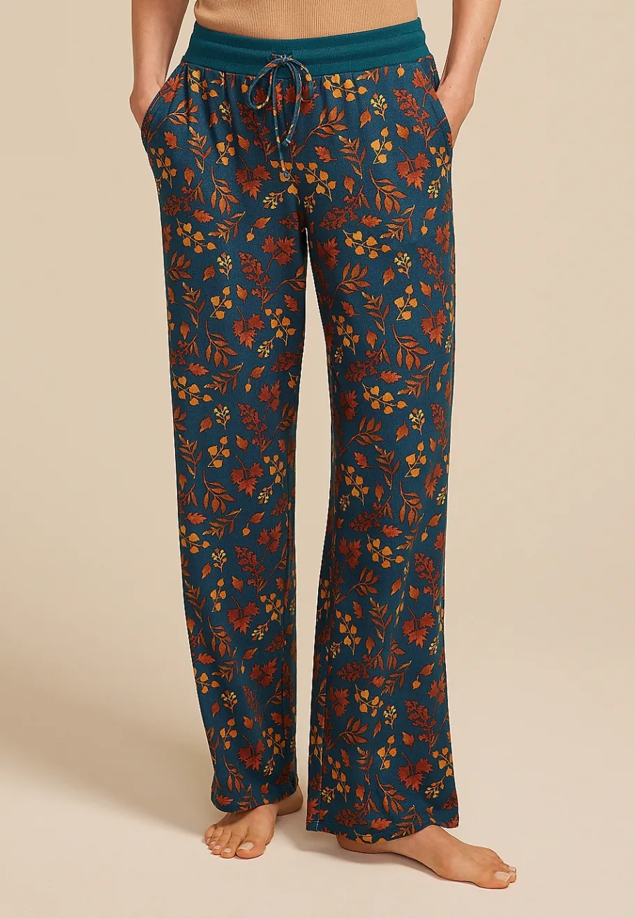 Maurices Pajamas|Pajamas-Teal Fall Leaves Wide Leg Pajama Pants