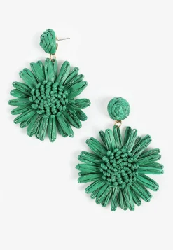 Maurices Earrings-Floral Raffia Drop Earrings