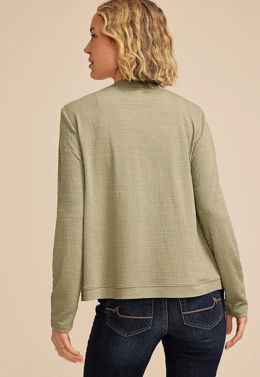 Maurices Sweaters Cardigans & Kimonos-Textured Curved Hem Cardigan
