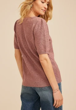 Maurices Sweaters Cardigans & Kimonos-Textured Knit Puff Short Sleeve Sweater