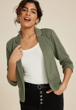Maurices Blazers-Textured Versa Open Front Cropped Blazer