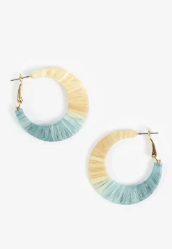 Maurices Earrings-Tidal Wave Raffia Wrapped Hoop Earrings