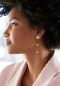 Maurices Earrings-Triple Floral Linear Earrings