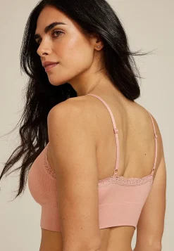 Maurices Bralettes|Bralettes-True Stretch Seamless Ribbed Lace Trim Bralette