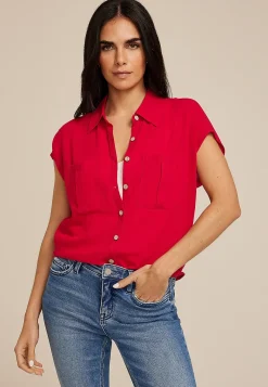 Maurices Plaid & Button Down Shirts-Utility Dolman Button Down Shirt