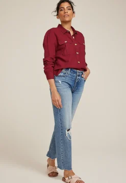 Maurices Plaid & Button Down Shirts-Utility Relaxed Button Down Shirt