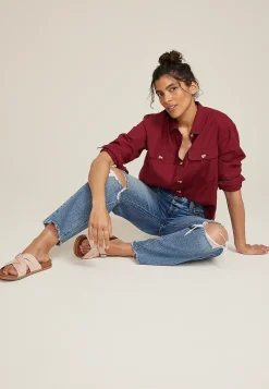 Maurices Plaid & Button Down Shirts-Utility Relaxed Button Down Shirt