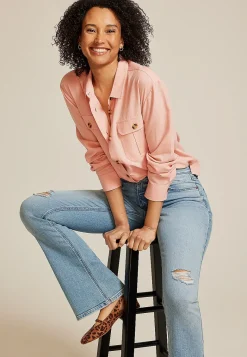 Maurices Plaid & Button Down Shirts-Utility Relaxed Button Down Shirt