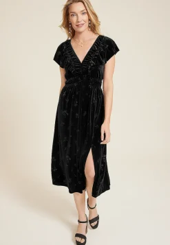 Maurices Wedding Guest & Cocktail Dresses-Velvet Jacquard Midi Dress