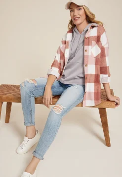 Maurices Plaid & Button Down Shirts|Jackets-Vintage Plaid Fleece Shacket