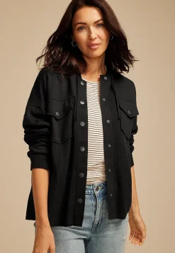 Maurices Plaid & Button Down Shirts|Jackets-Waffle Knit Hooded Shacket