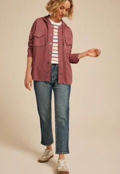 Maurices Plaid & Button Down Shirts|Jackets-Waffle Knit Hooded Shacket