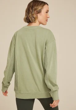 Maurices Sweatshirts-Waffle Mix Crew Neck Tunic Sweatshirt