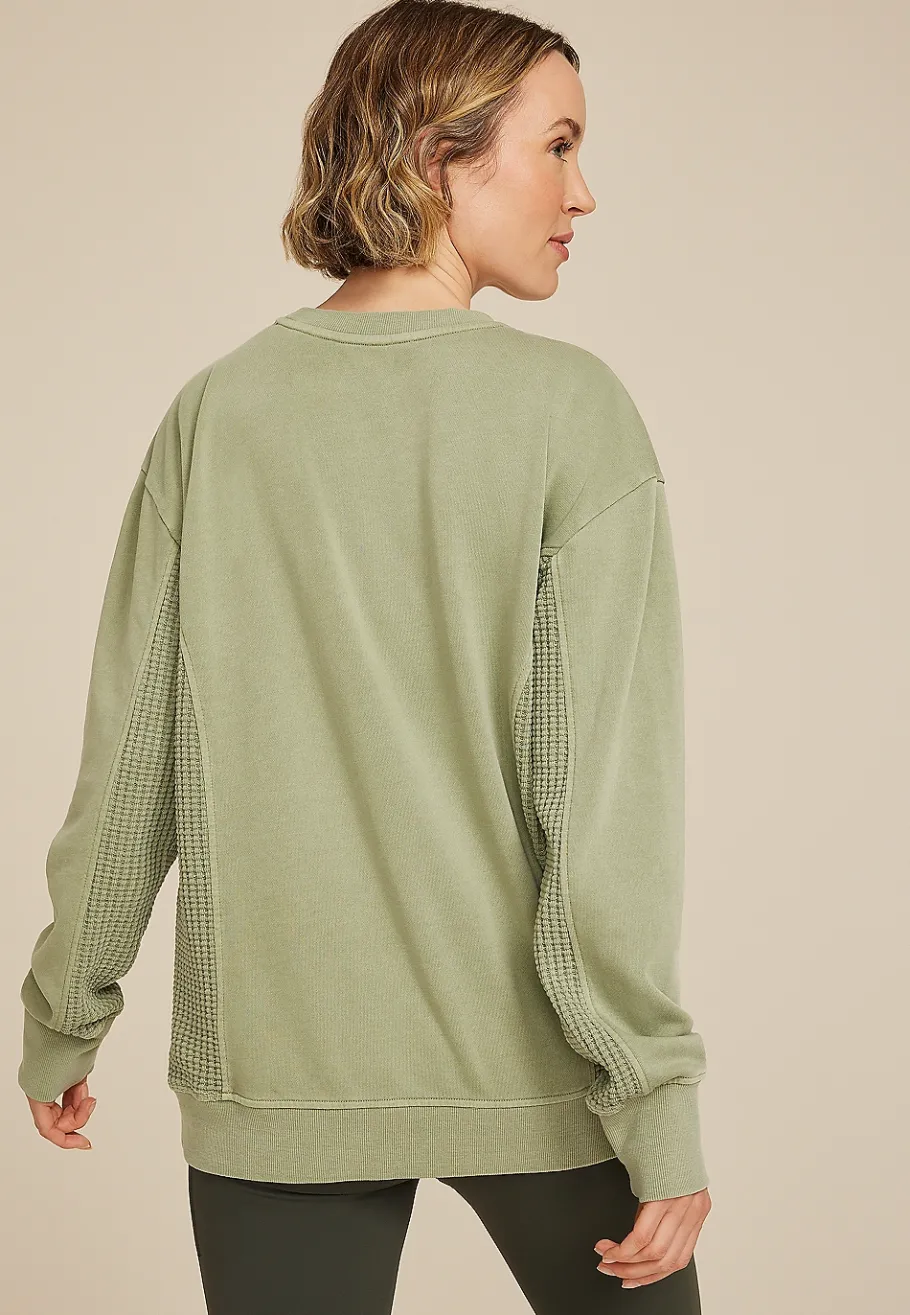 Maurices Sweatshirts-Waffle Mix Crew Neck Tunic Sweatshirt