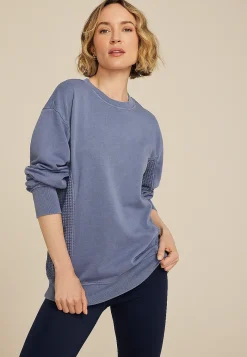 Maurices Sweatshirts-Waffle Mix Crew Neck Tunic Sweatshirt