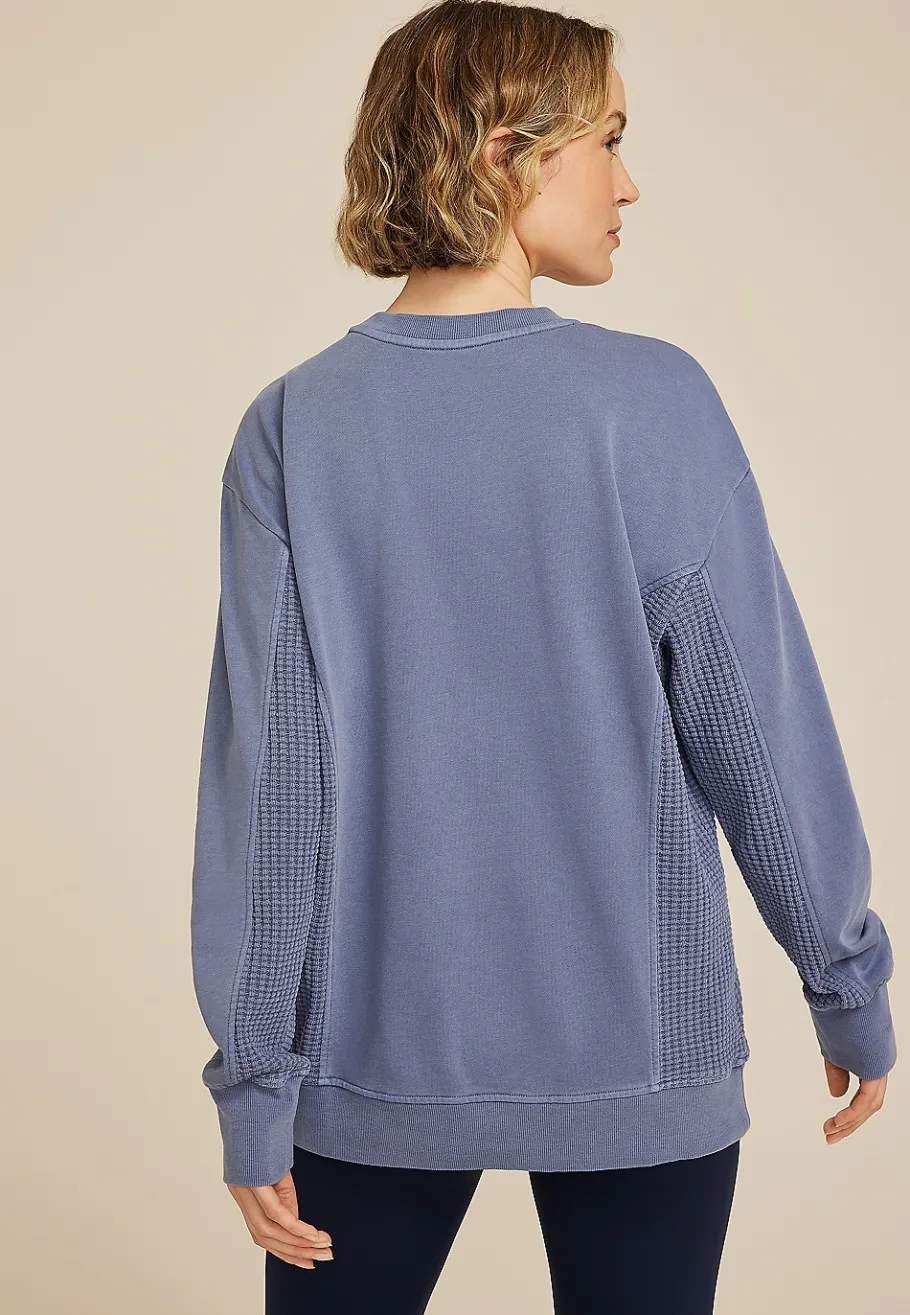 Maurices Sweatshirts-Waffle Mix Crew Neck Tunic Sweatshirt